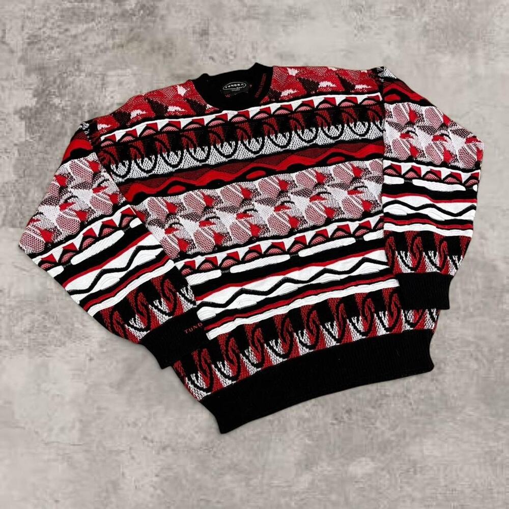 Coogi Original Blues Tundra Style Red Knit Sweater US Sz M Jumper Canada Active